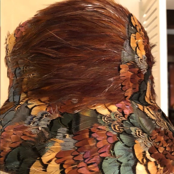 B Michael New York Vintage Peacock Feather Hat - Picture 5 of 8